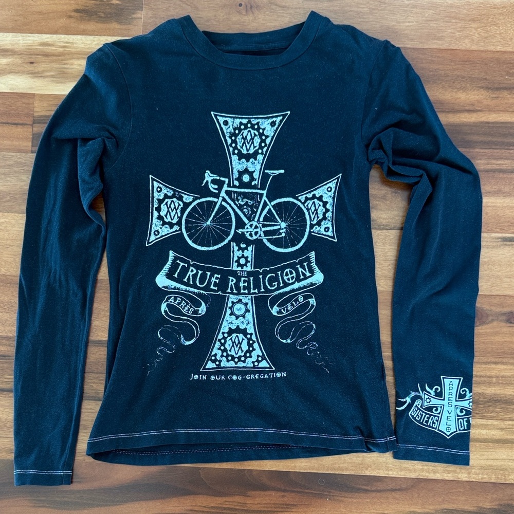 Apres Velo True Religion Black Graphic Long Sleeve Tee - Size Small
